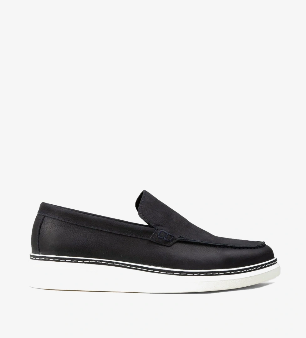 Erkek Hakiki Nubuk Lacivert Loafer Ayakkabı