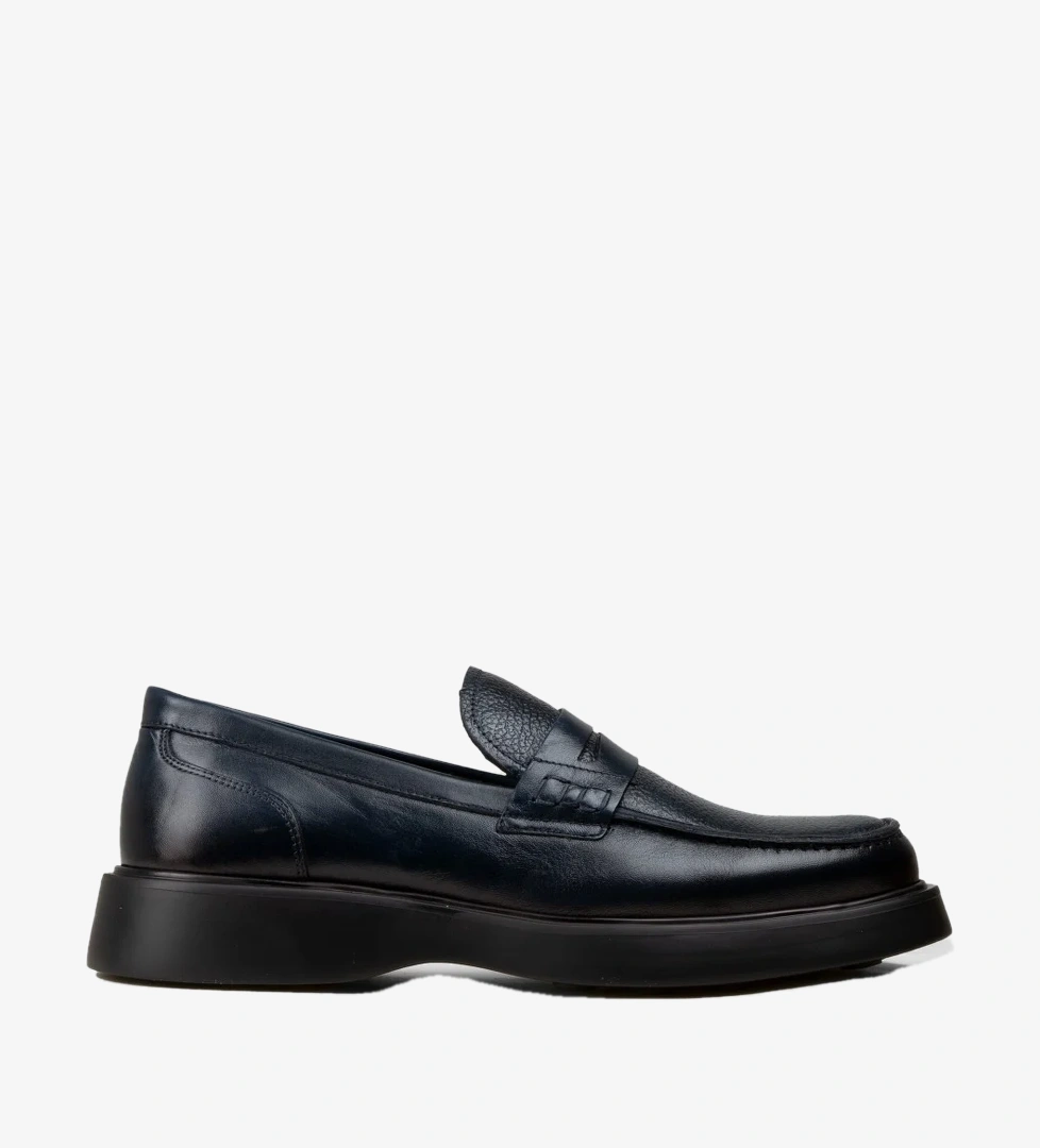 Erkek Hakiki Deri Lacivert Loafer