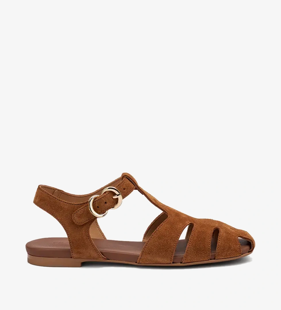 Frau 69F0 Kadın T-Strap Sandalet - Kahverengi
