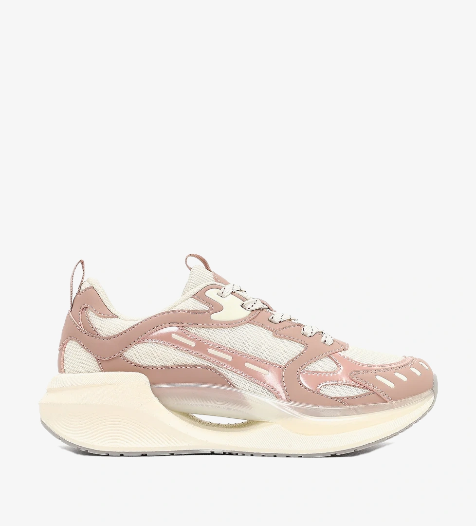 Derimod Studio Kadın Bej Bağcıklı Kalın Tabanlı Sneaker