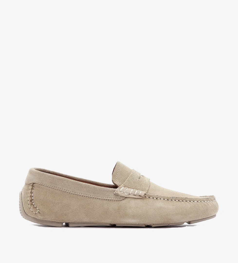 Erkek Bej Süet Deri Loafer
