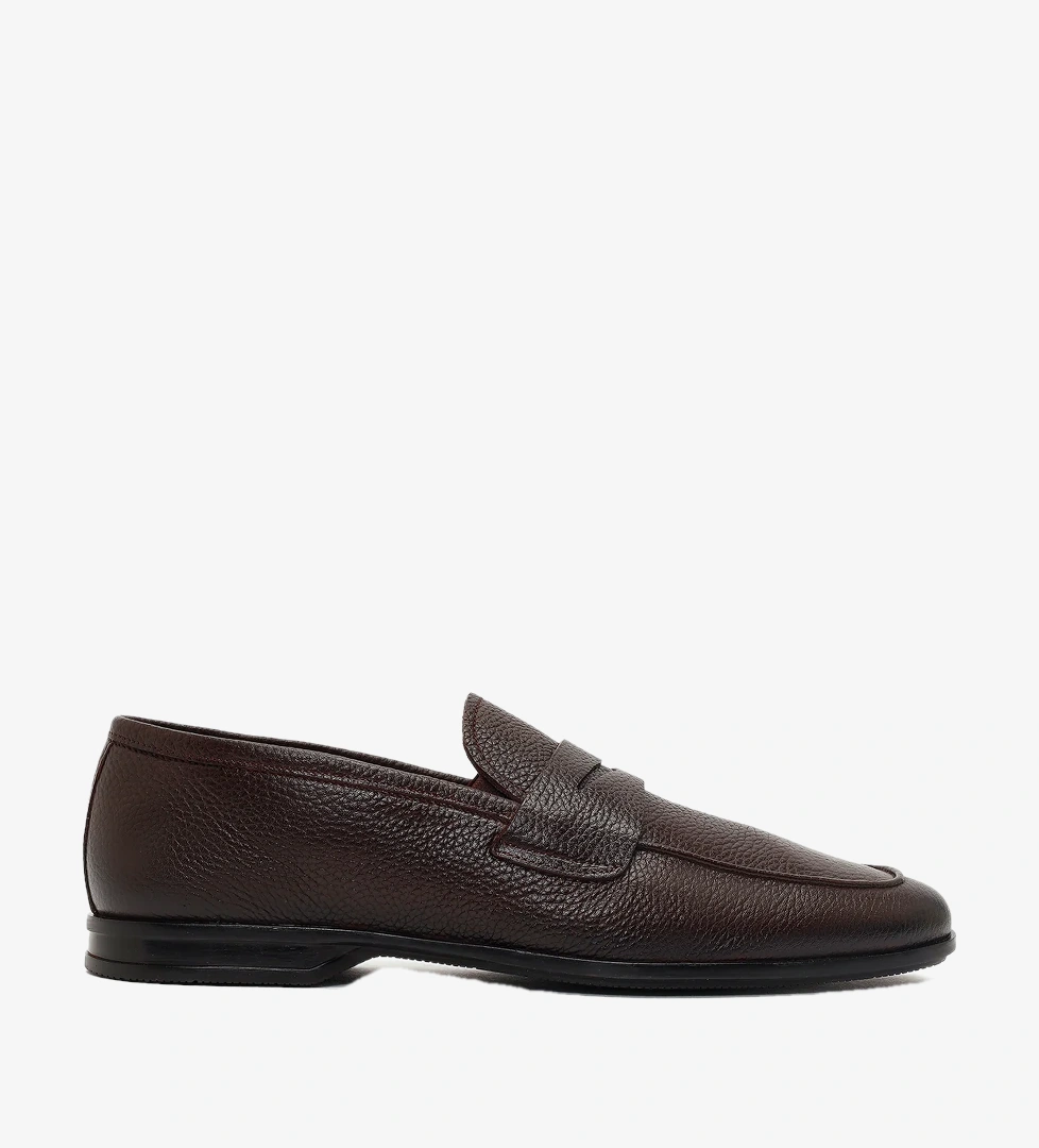 Erkek Kahverengi Deri Klasik Loafer