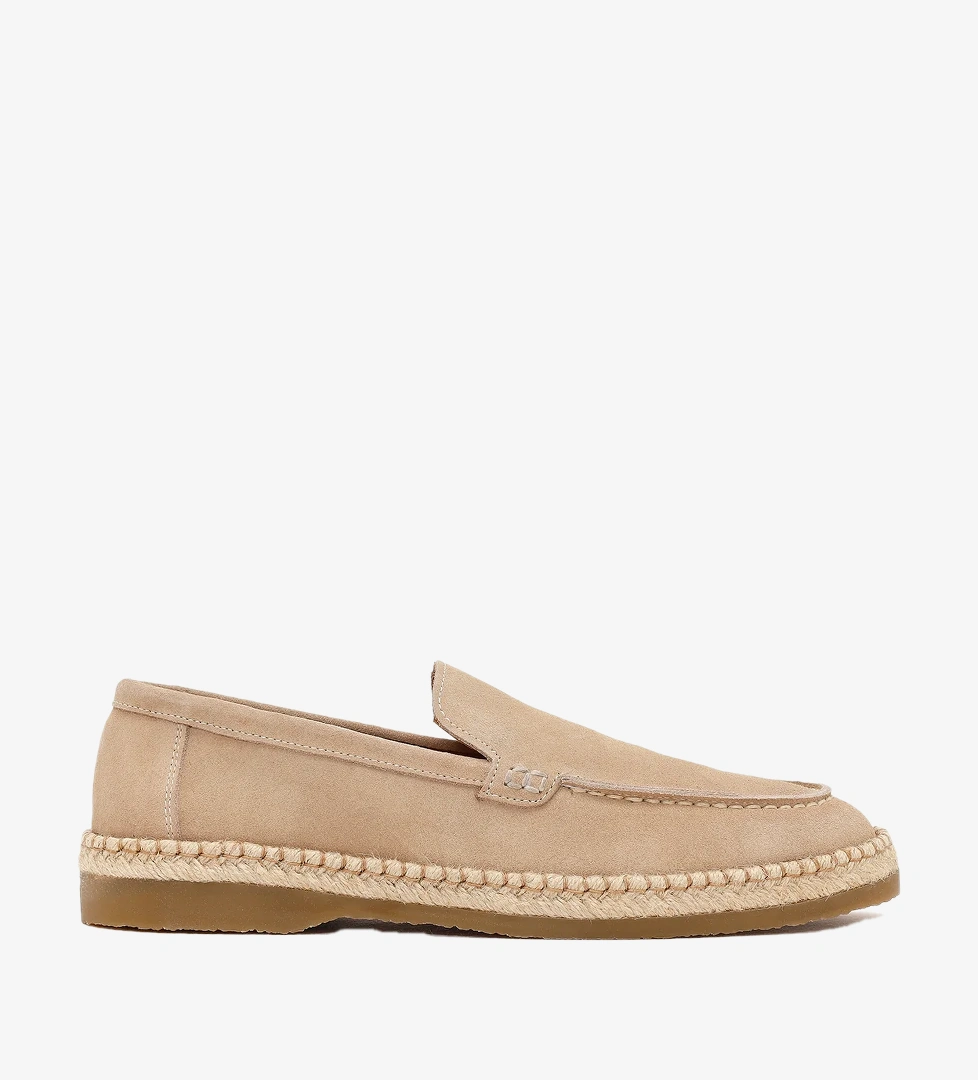 Erkek Bej Süet Deri Casual Loafer