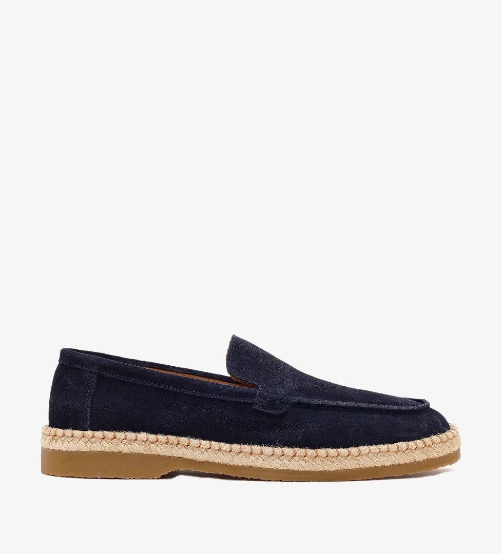 Erkek Lacivert Süet Deri Casual Loafer