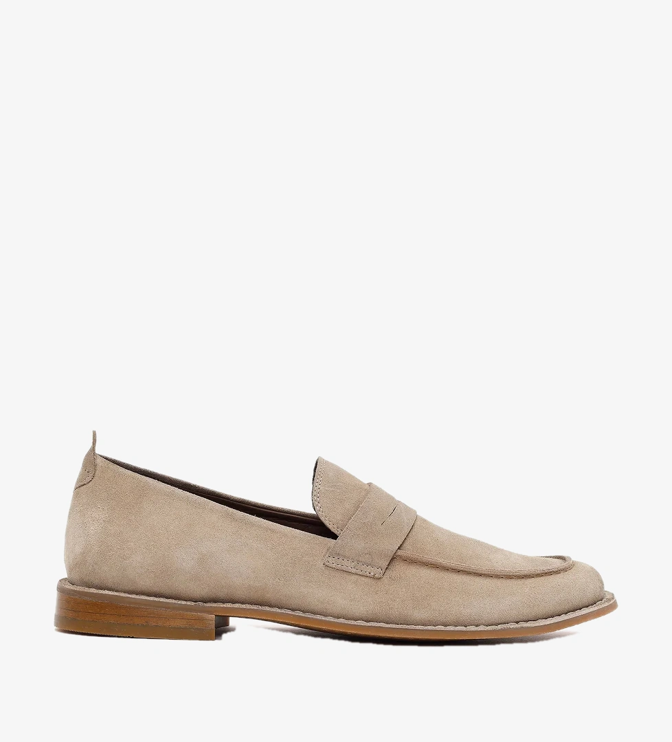 Derimod Black Erkek Bej Süet Deri Klasik Loafer