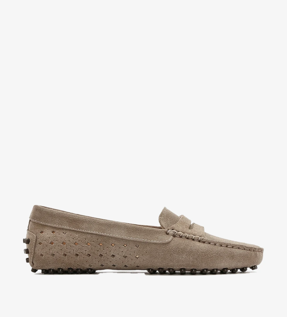 Kadın Vizon Süet Deri Loafer