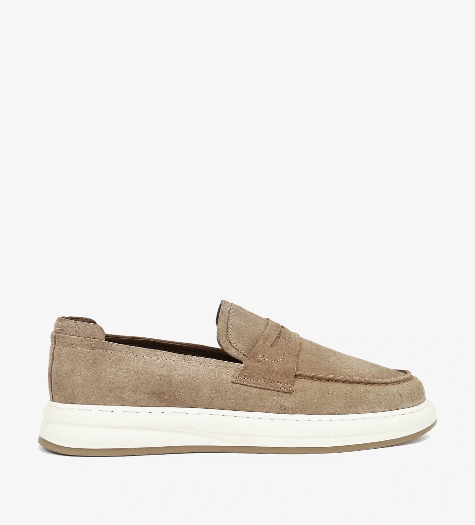 Erkek Bej Süet Deri Casual Loafer
