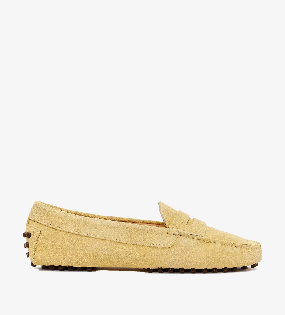 Kadın Sarı Süet Deri Loafer