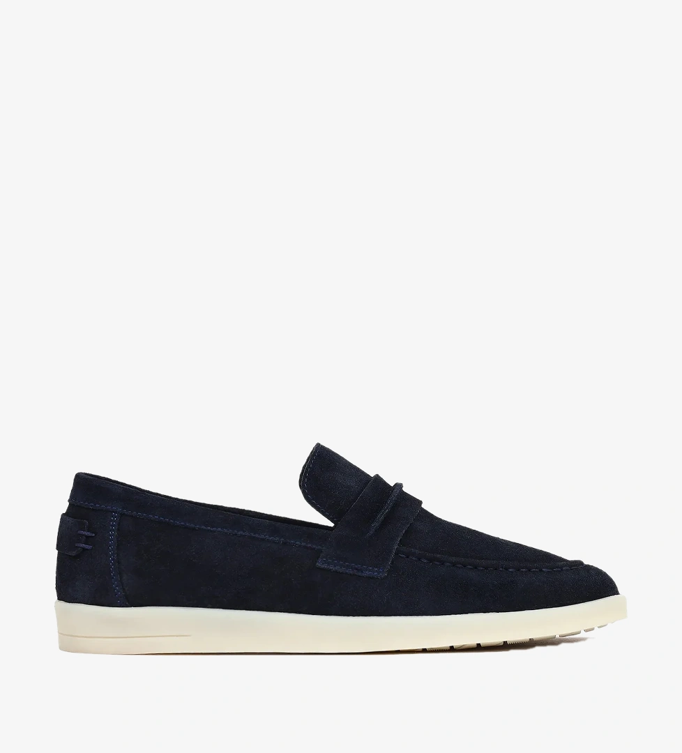 Erkek Lacivert Süet Deri Loafer