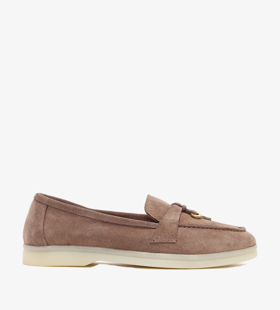 Kadın Vizon Süet Deri Maskülen Loafer