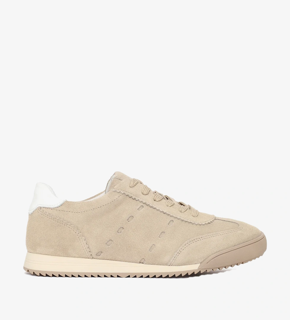 Kadın Bej Bağcıklı Süet Deri Sneaker