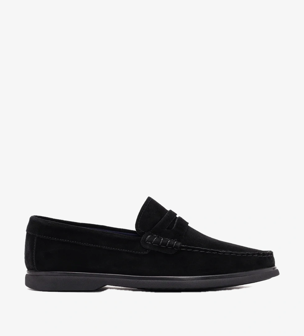 Derimod Fly Erkek Siyah Süet Deri Loafer