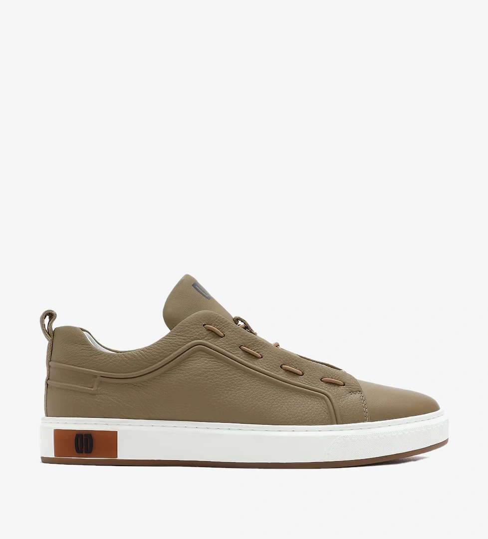 Erkek Bej Deri Sneaker