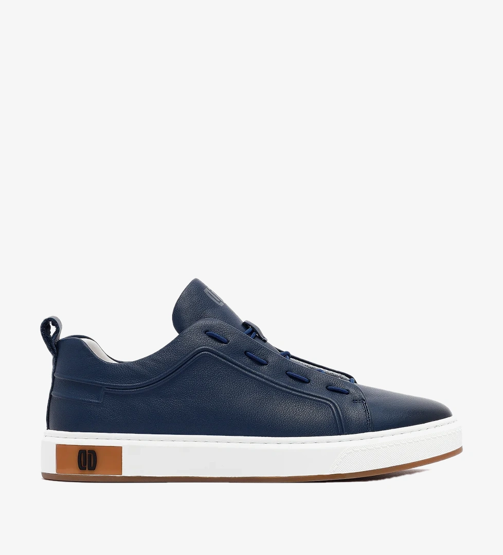 Erkek Lacivert Deri Sneaker
