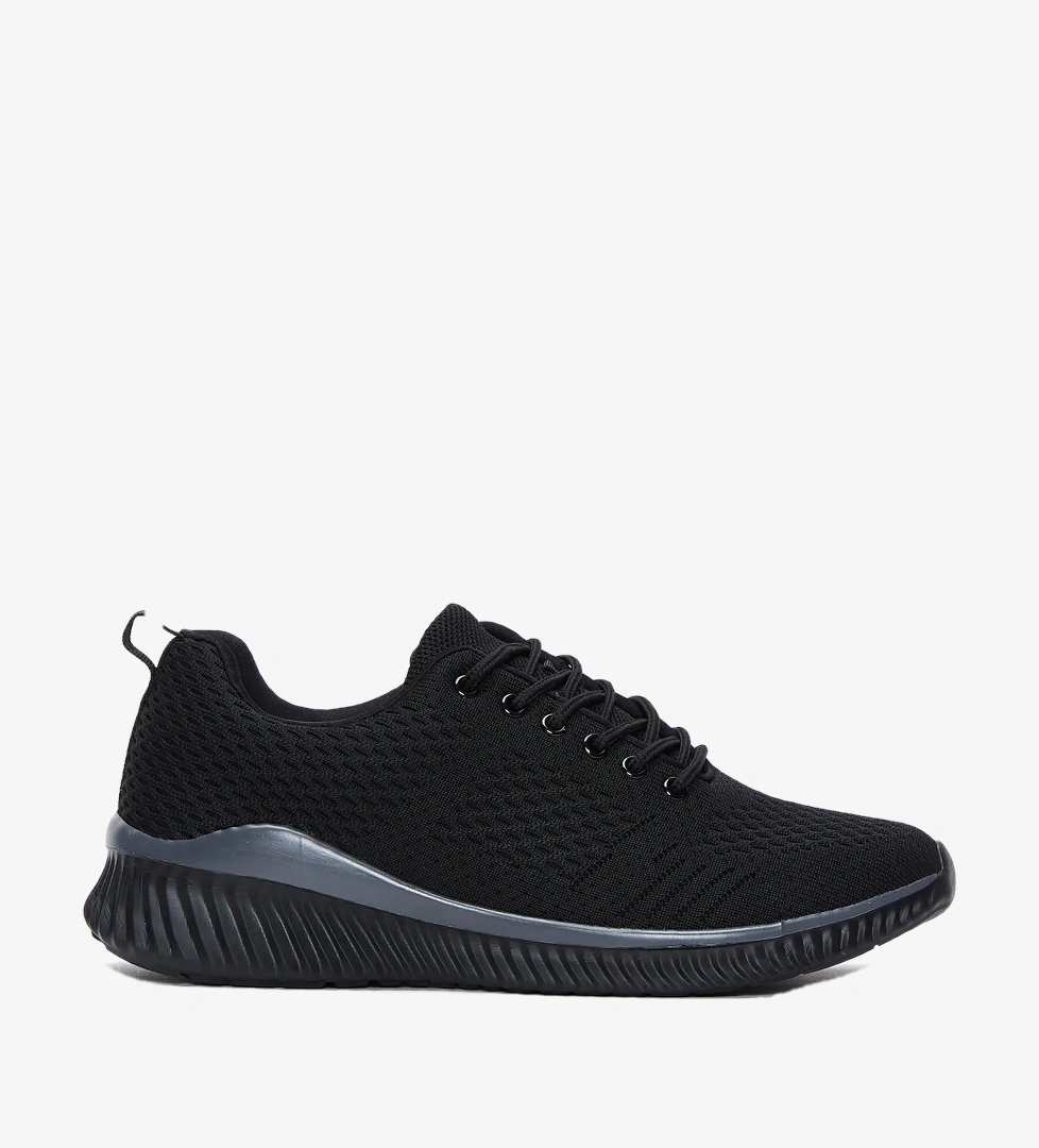 Derimod Zero Erkek Siyah Bağcıklı Kalın Tabanlı Kumaş Sneaker
