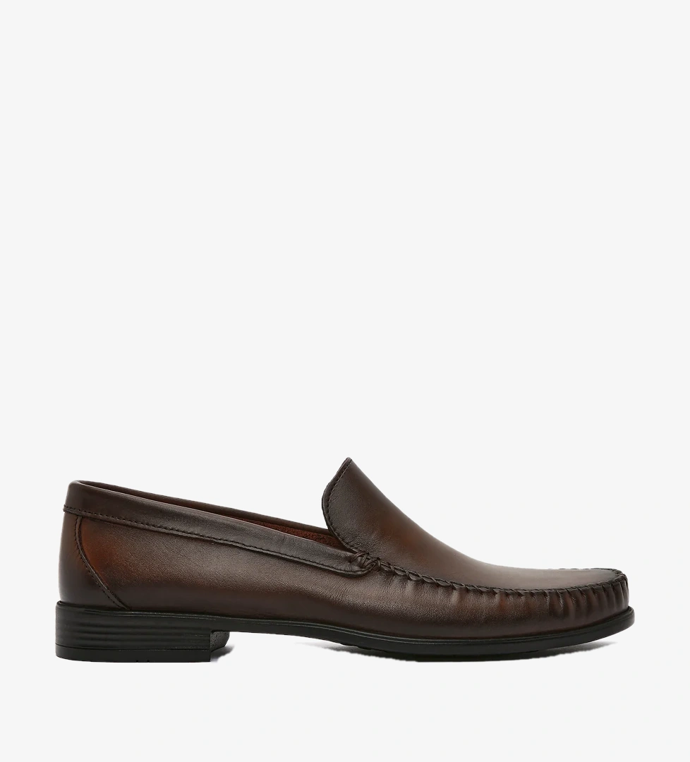 Erkek Kahverengi Deri Loafer