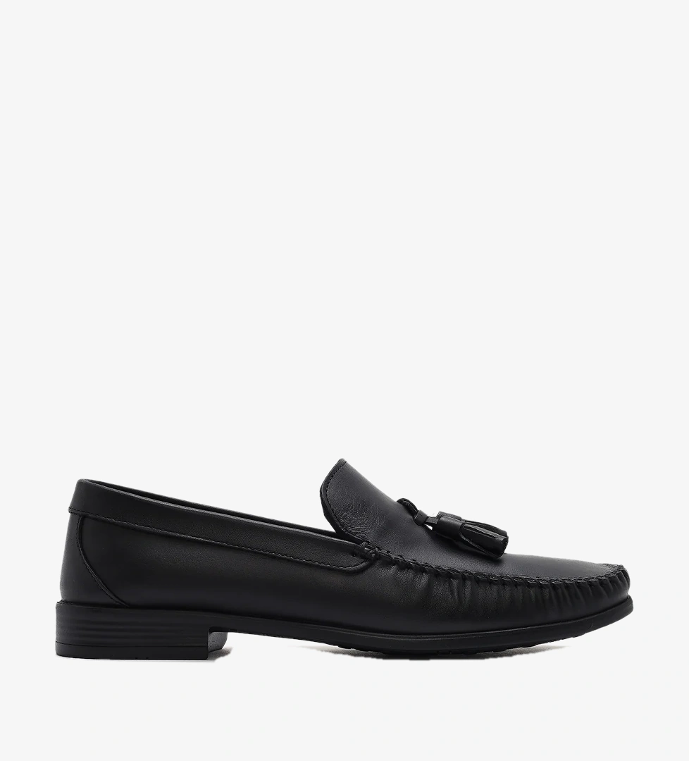 Erkek Siyah Püsküllü Deri Loafer