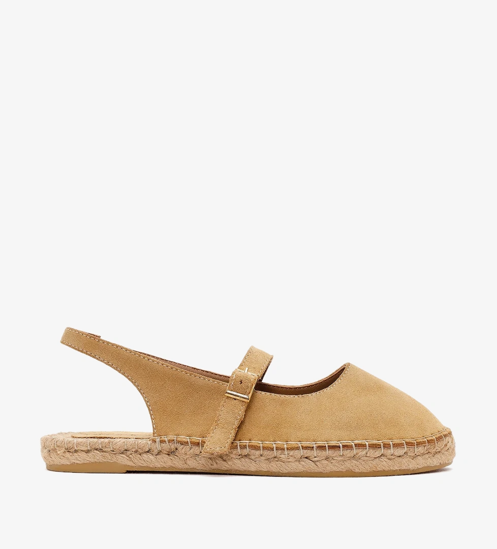 Kadın Camel Tokalı Süet Deri Espadril
