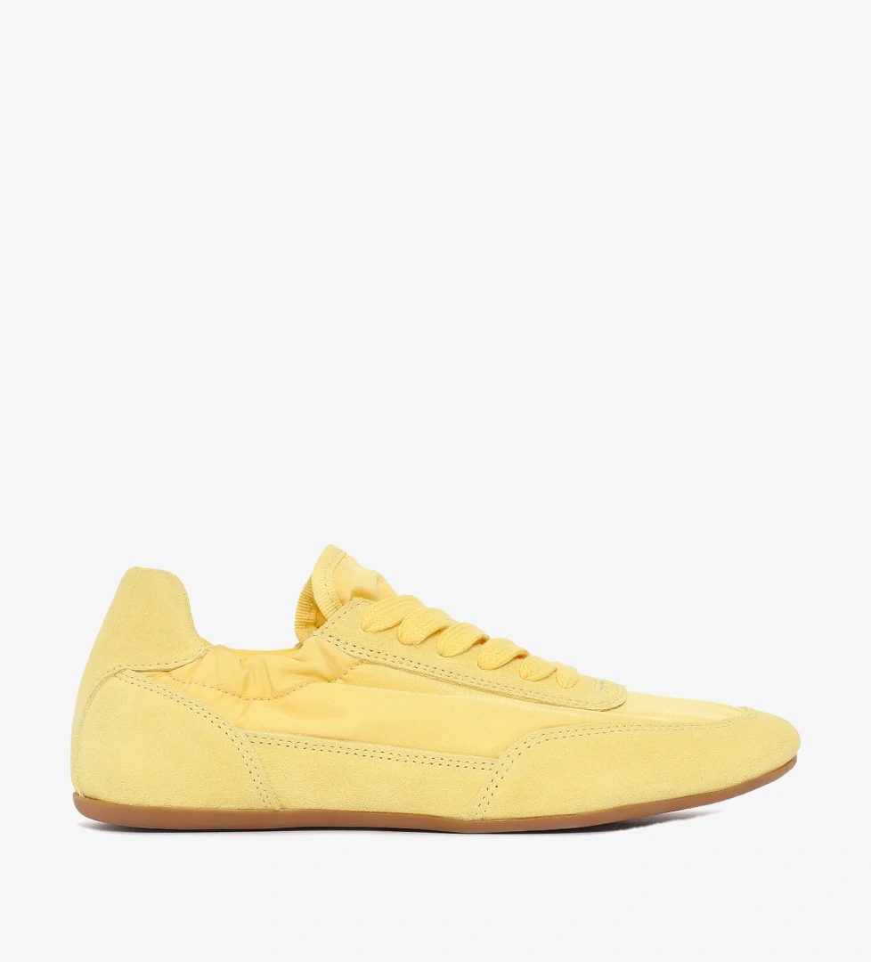 Kadın Sarı Bağcıklı Deri Sneaker