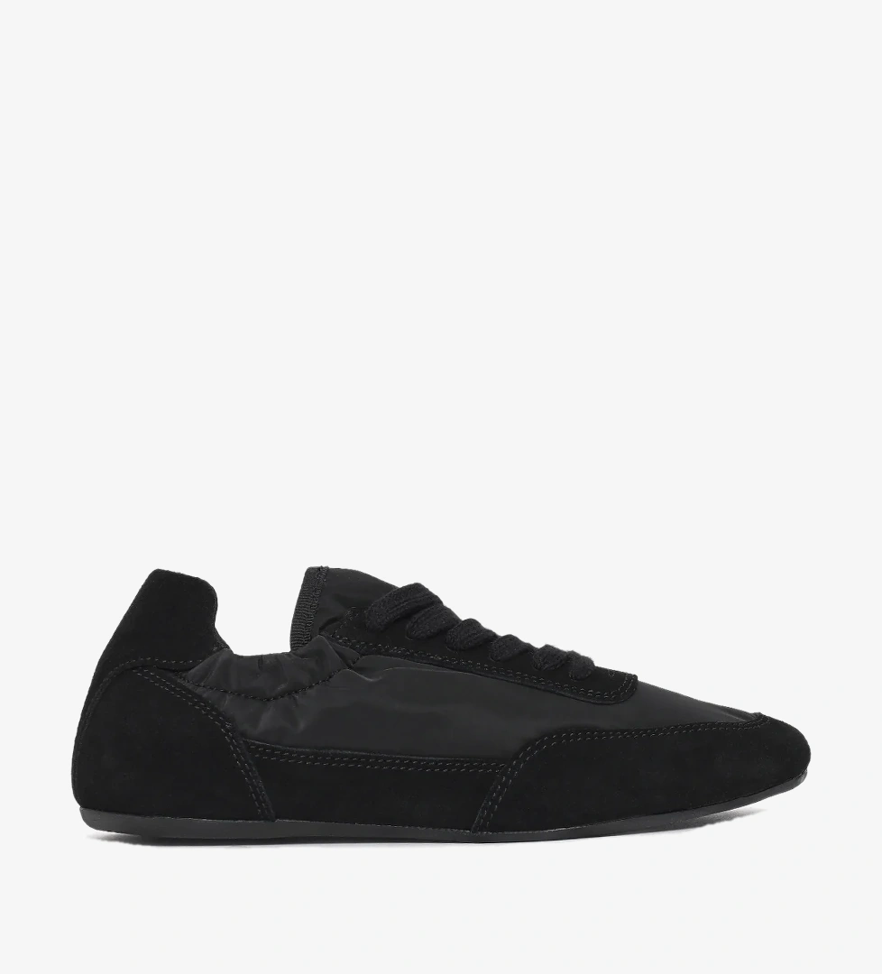 Kadın Siyah Bağcıklı Deri Sneaker