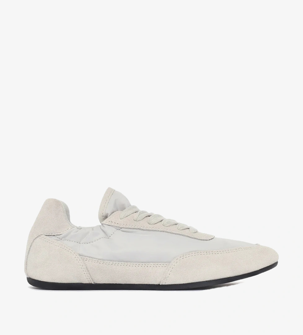 Kadın Gri Bağcıklı Deri Sneaker