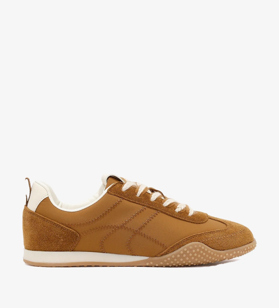 Kadın Taba Bağcıklı Deri Sneaker