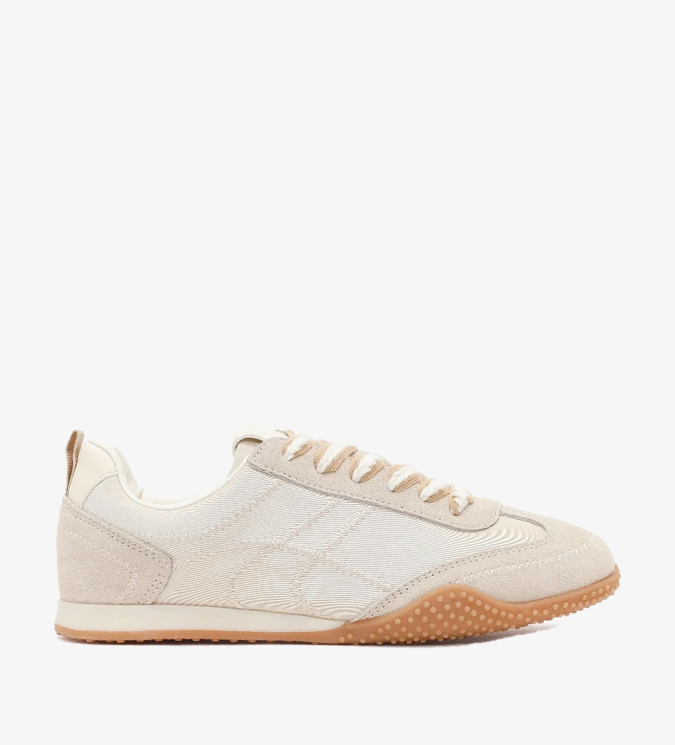 Kadın Krem Bağcıklı Deri Sneaker
