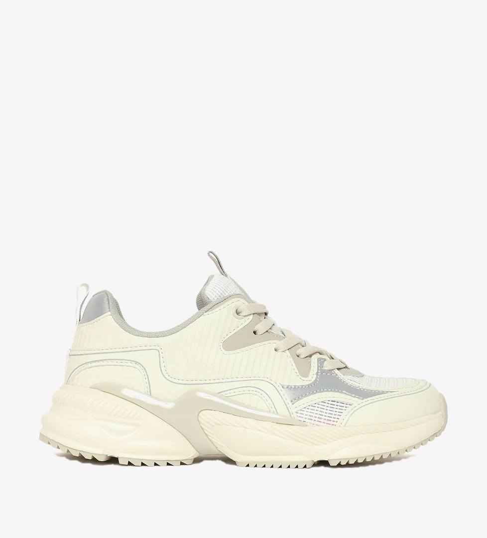 Kadın Gri Kalın Tabanlı Bağcıklı Sneaker