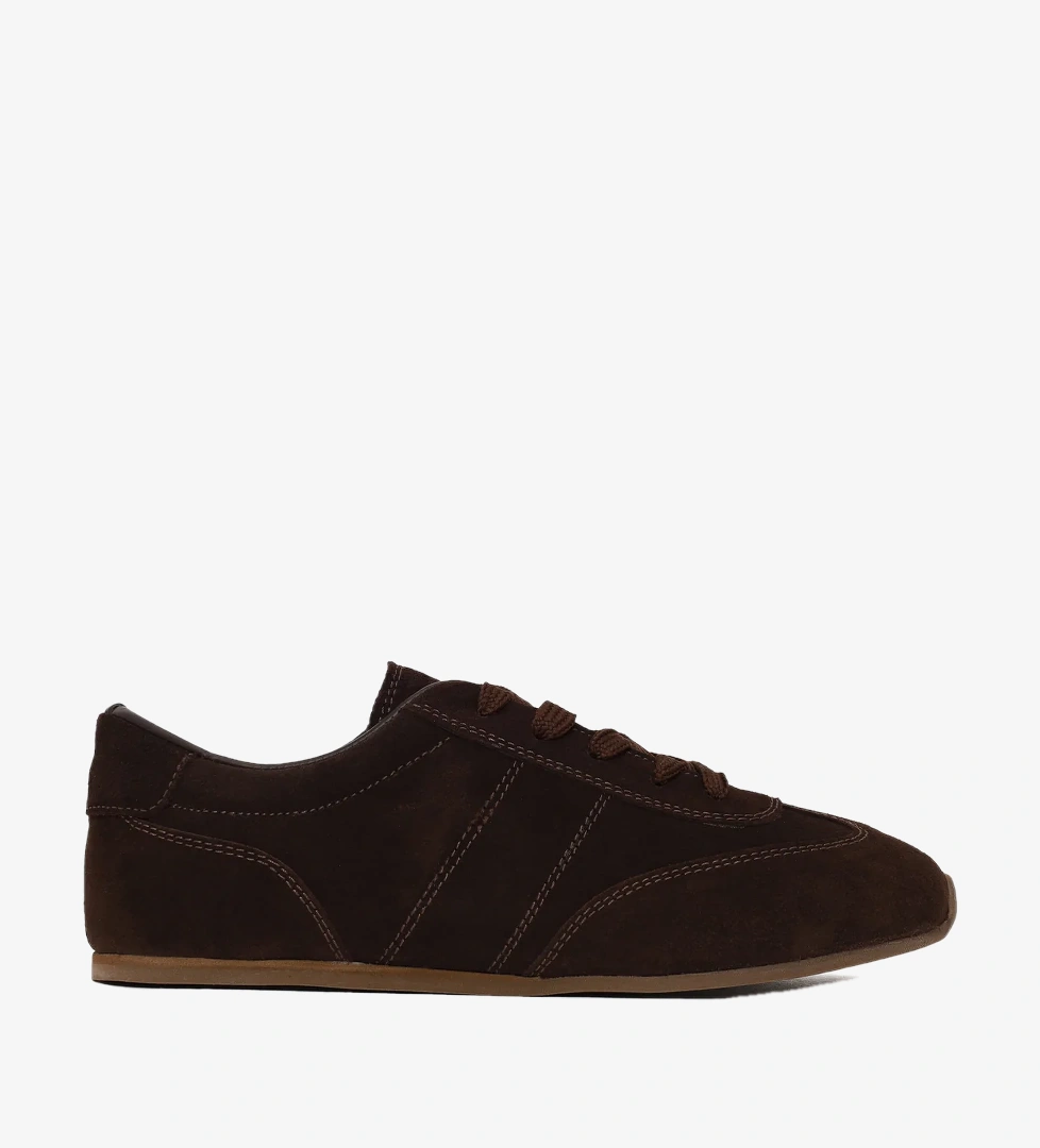 Kadın Kahverengi Bağcıklı Süet Deri Sneaker
