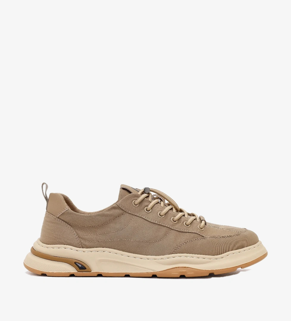 Derimod Zero Erkek Bej Bağcıklı Kumaş Sneaker