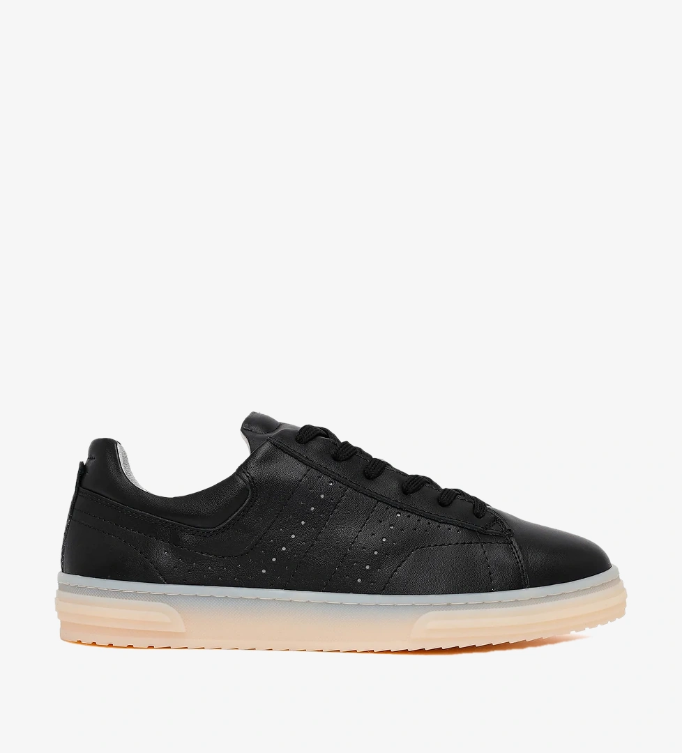 Kadın Siyah Bağcıklı Deri Sneaker