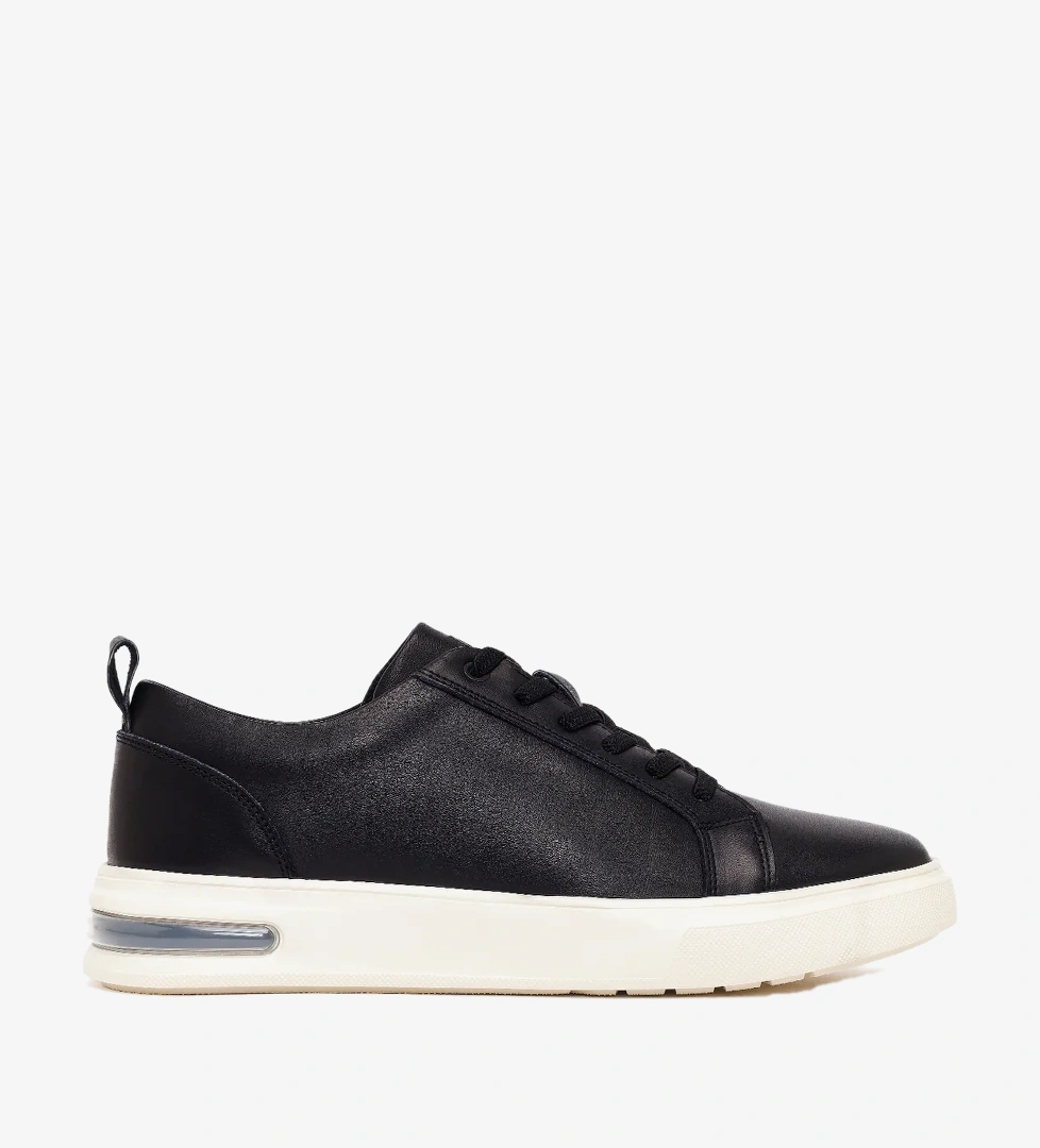 Erkek Siyah Bağcıklı Deri Sneaker