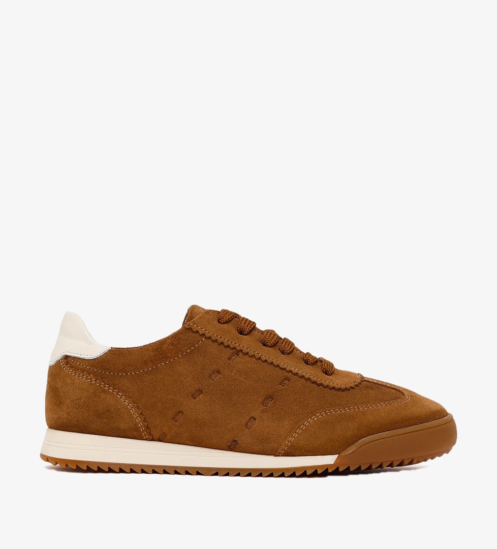 Kadın Taba Bağcıklı Süet Deri Sneaker