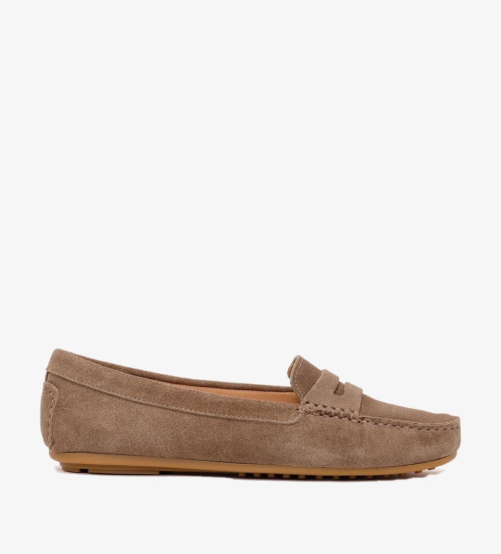 Kadın Vizon Süet Deri Loafer