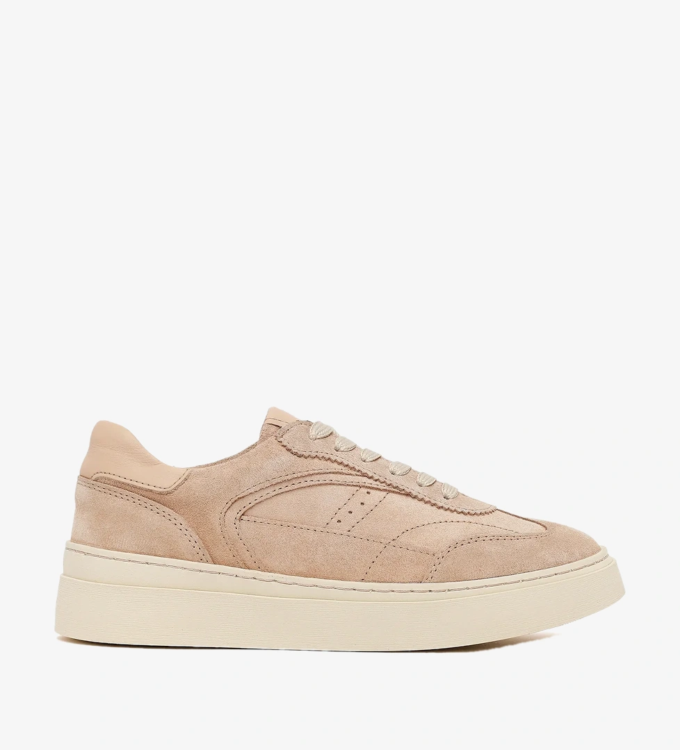 Kadın Bej Bağcıklı Süet Deri Sneaker