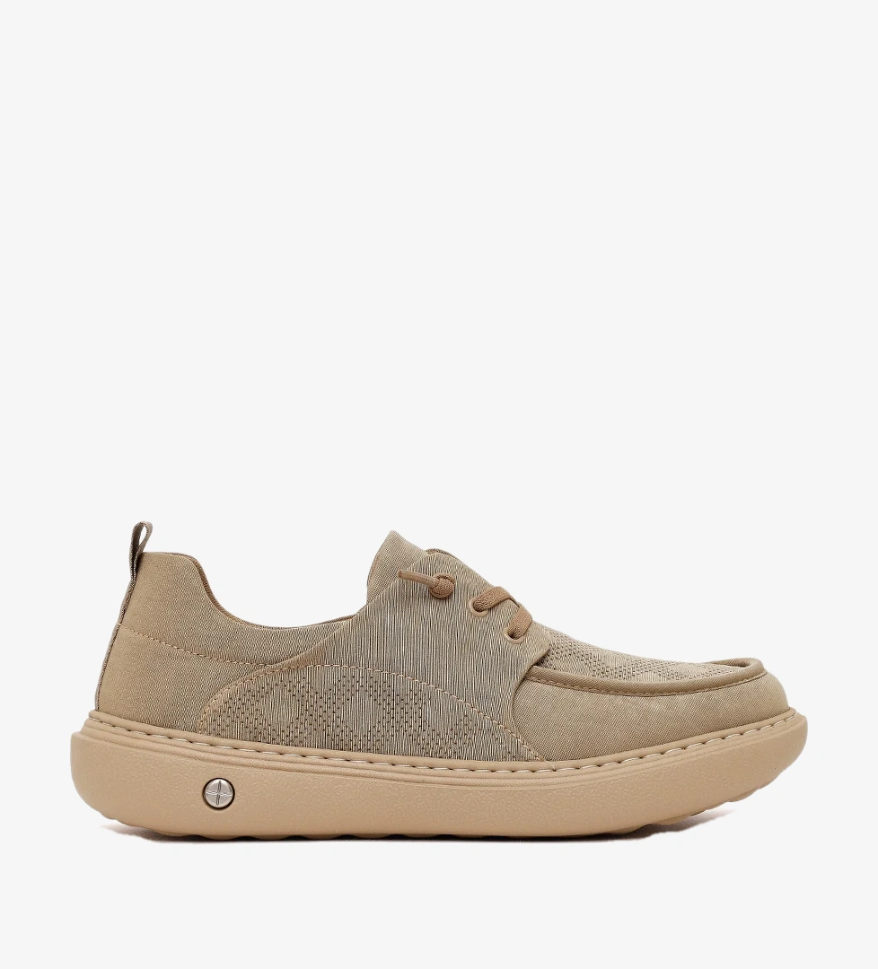 Derimod Zero Erkek Bej Bağcıklı Kumaş Sneaker