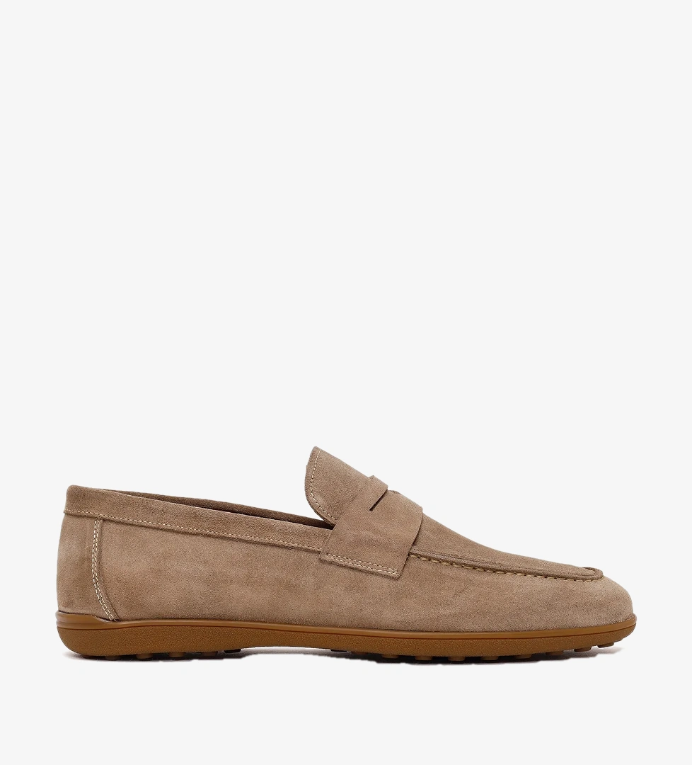 Erkek Bej Süet Deri Loafer