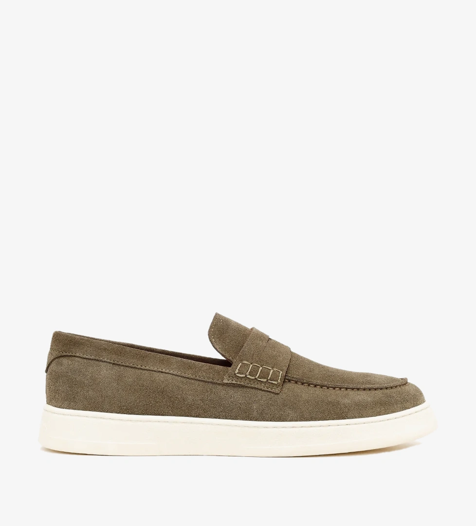Erkek Haki Süet Deri Casual Loafer