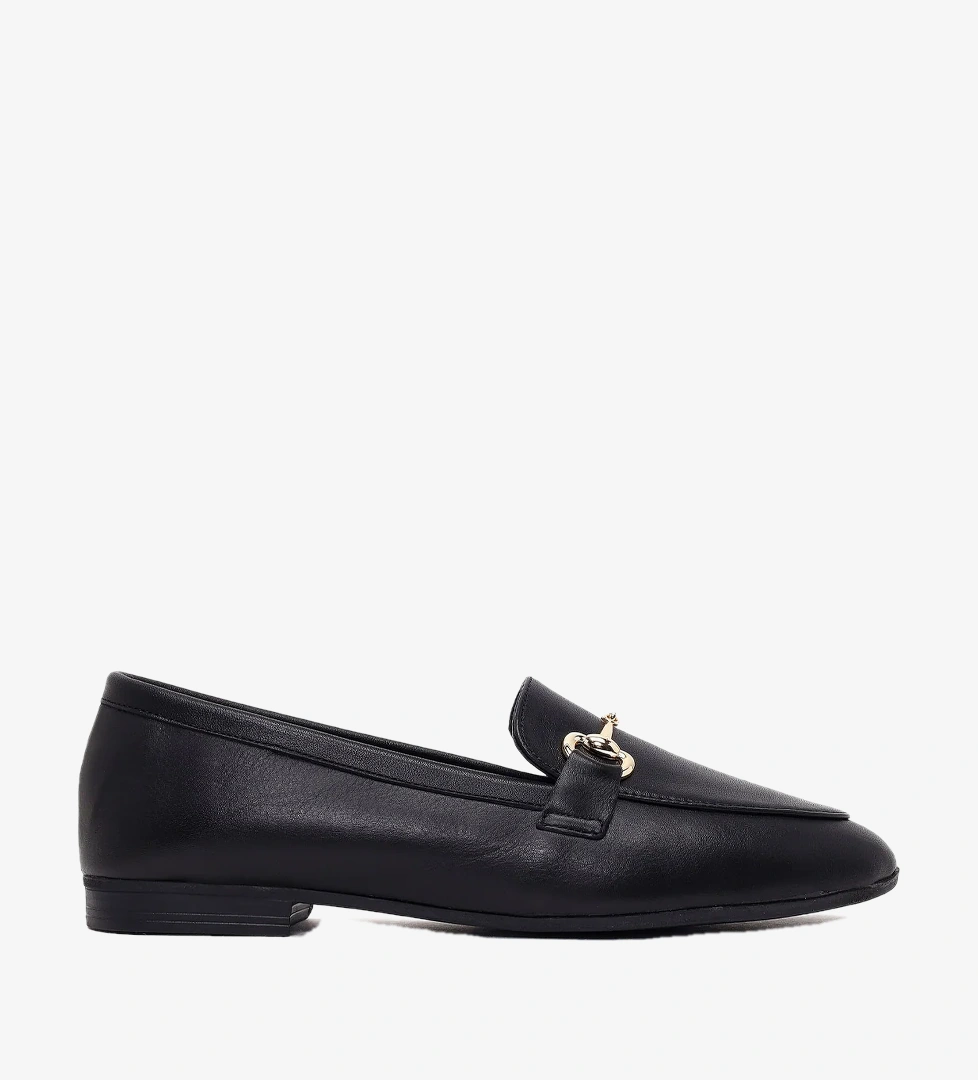 Kadın Siyah Tokalı Deri Klasik Loafer
