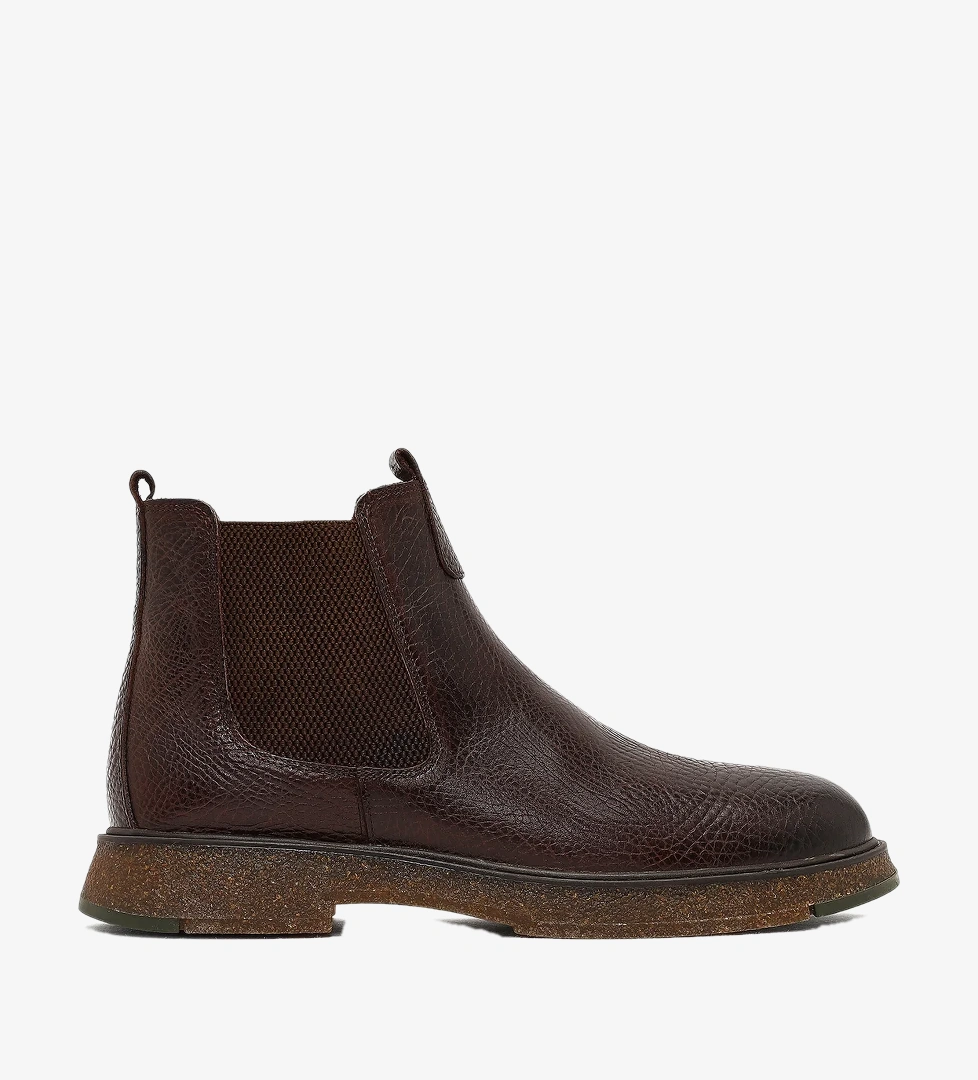 Erkek Kahverengi Deri Chelsea Bot