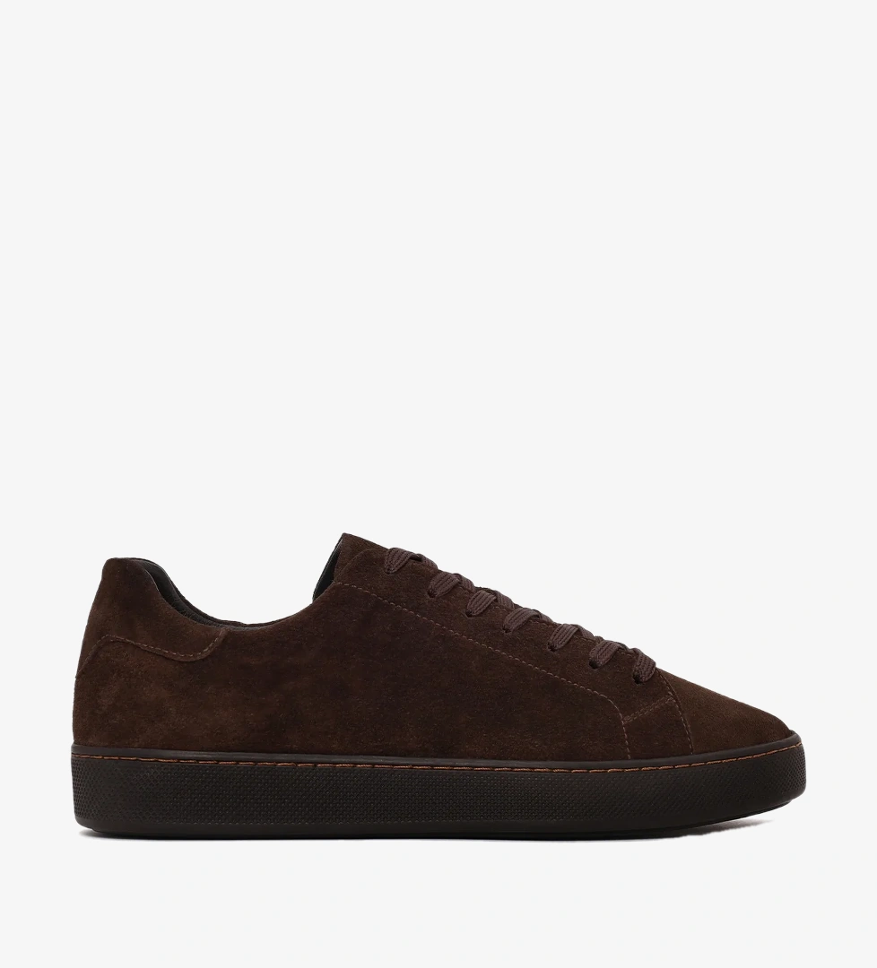 Erkek Kahverengi Bağcıklı Süet Deri Sneaker