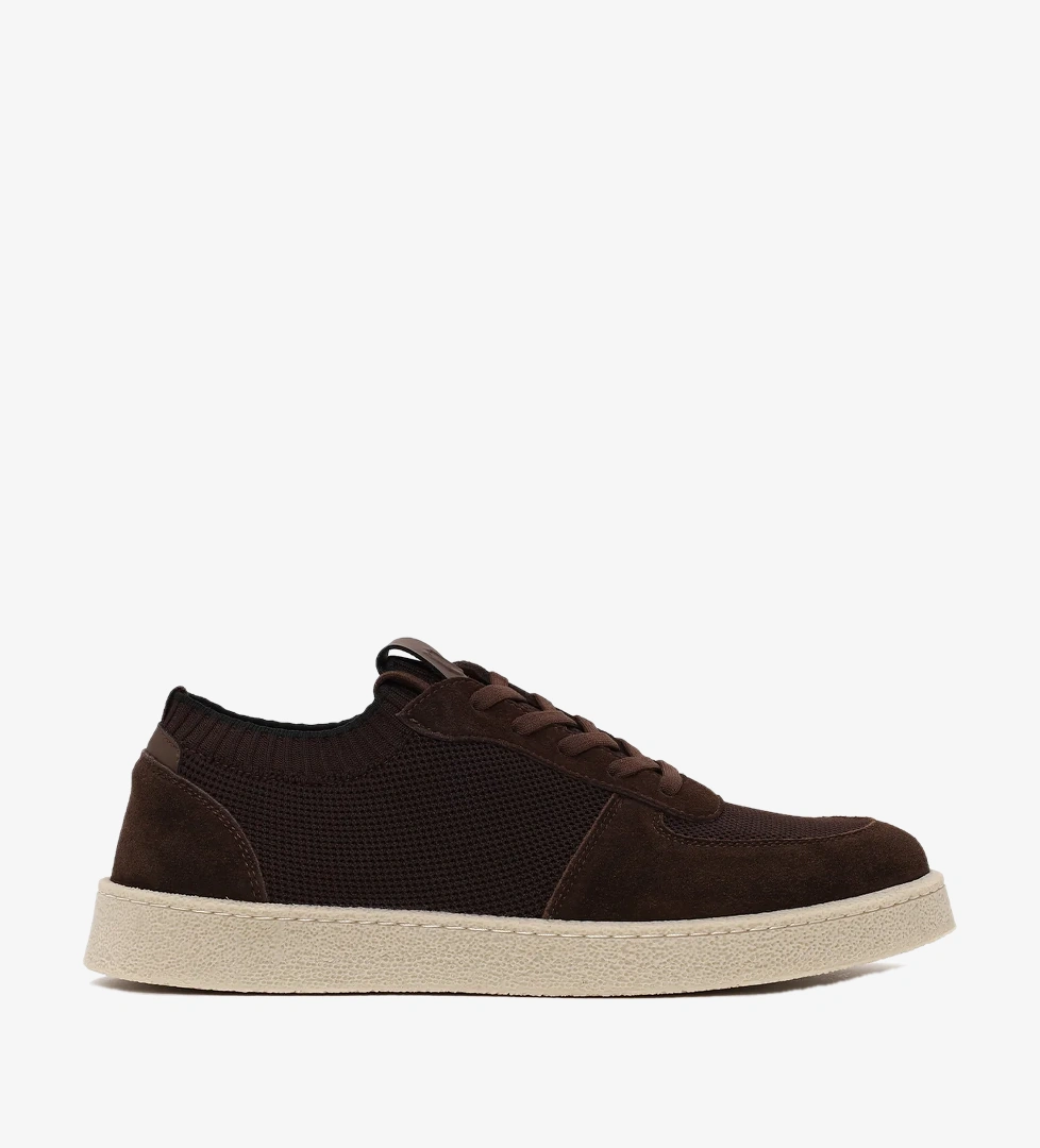 Erkek Kahverengi Bağcıklı Süet Deri Sneaker
