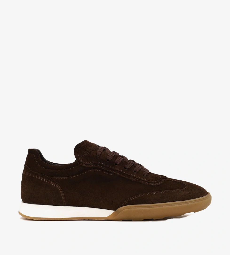 Erkek Kahverengi Bağcıklı Süet Deri Sneaker