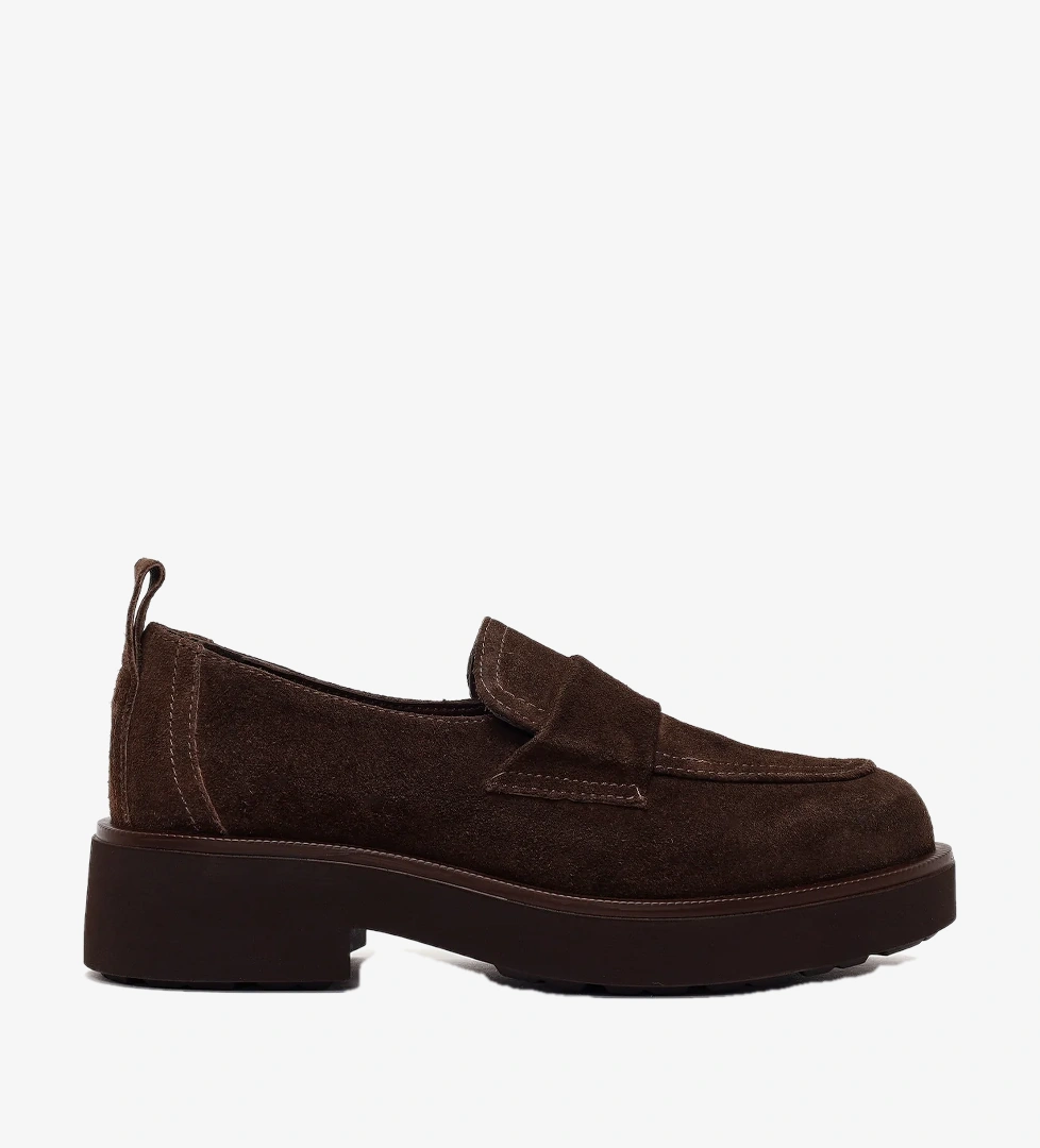 Kadın Koyu Vizon Süet Deri Maskülen Loafer