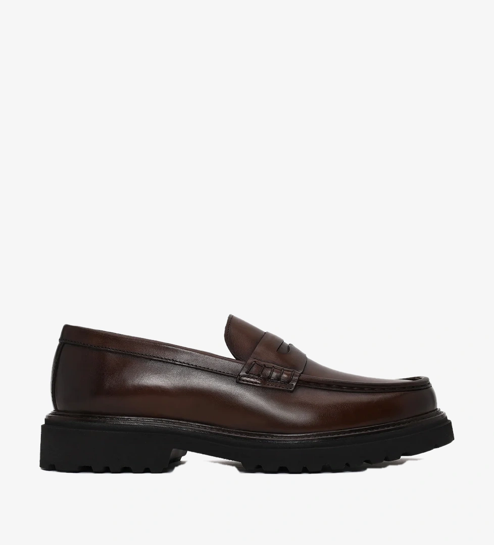 Erkek Kahverengi Deri Casual Loafer