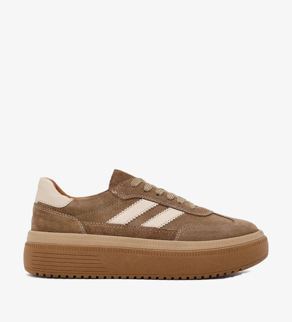 Kadın Taba Bağcıklı Kalın Tabanlı Süet Deri Sneaker