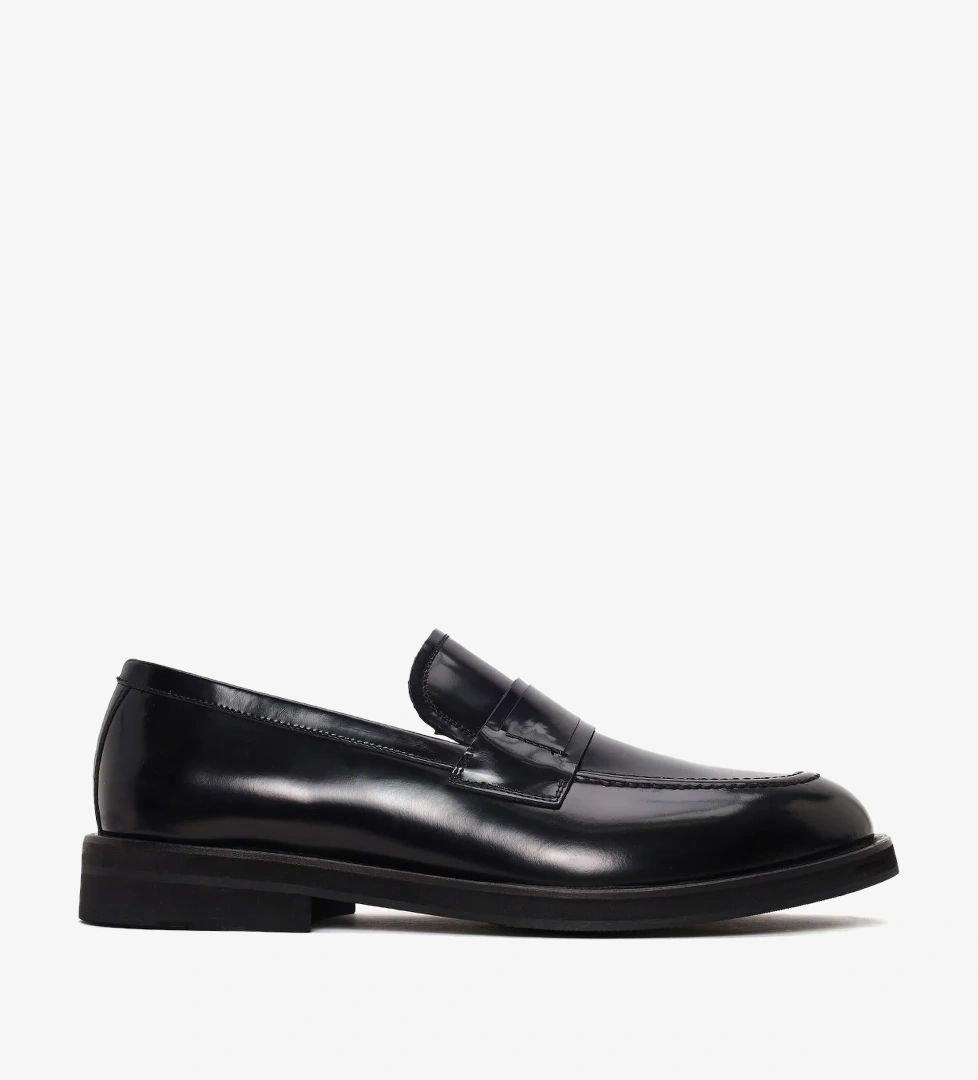 Erkek Siayh Deri Loafer
