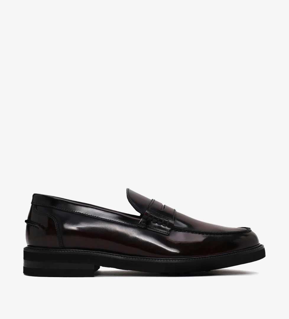 Erkek Bordo Deri Casual Loafer