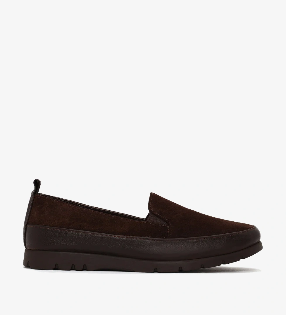 Kadın Kahverengi Süet Deri Konfor Loafer