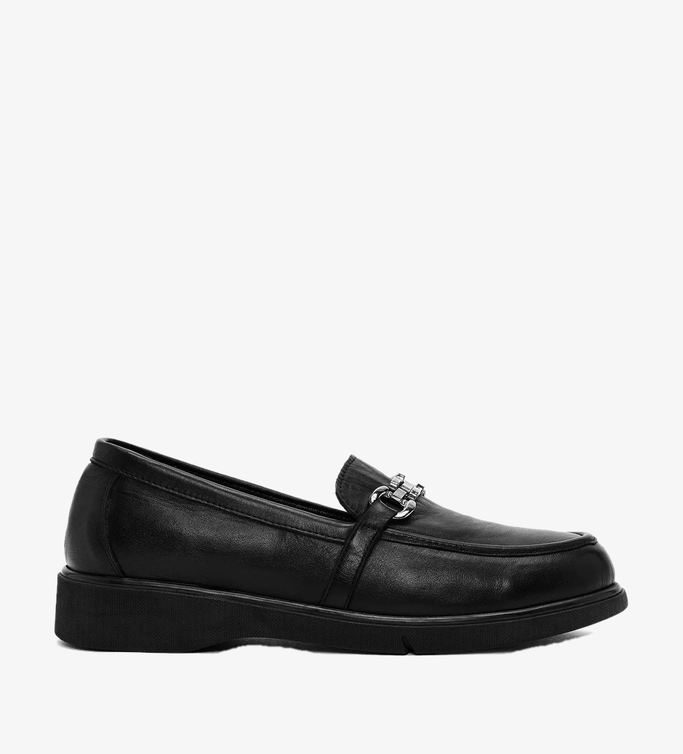 Kadın Siyah Deri Comfort Loafer